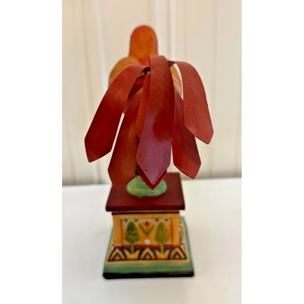 Fitz And Floyd Global Market Bird‎ Figurine Folk Art Mixed Materials Wooden Base